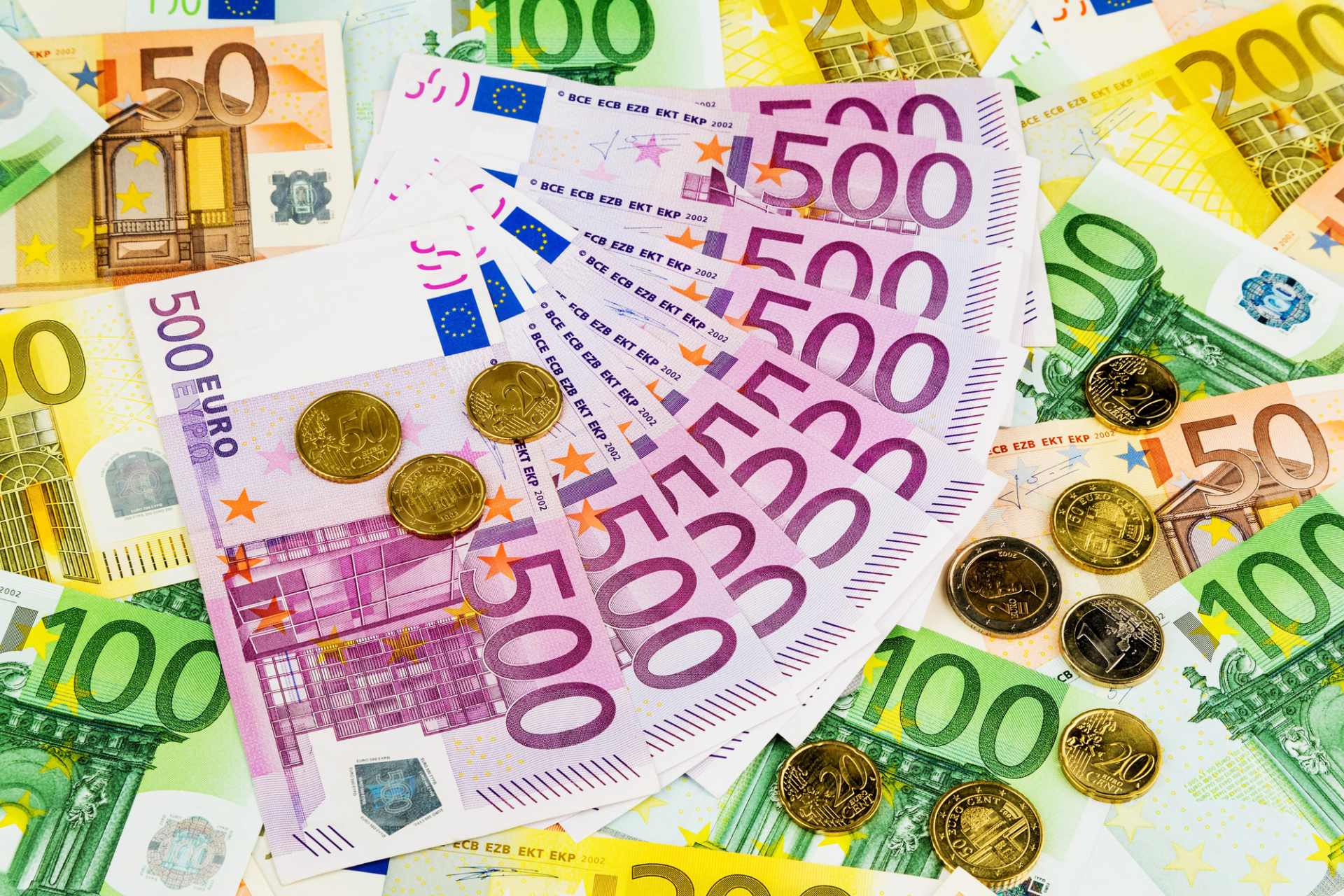 many different euro bills many different euro bills