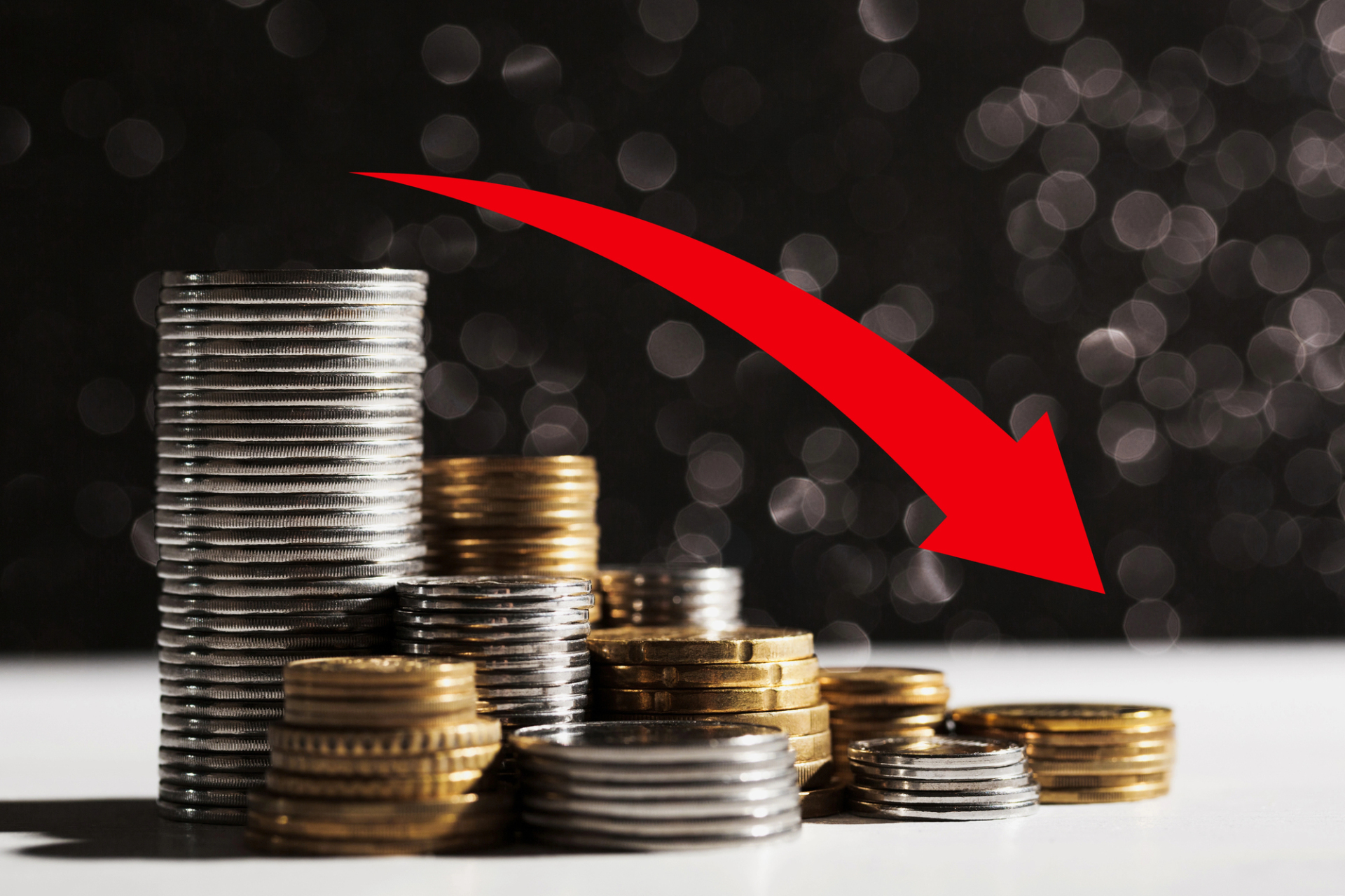 Stacks of coins over black background