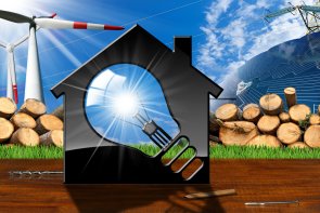 House with Light bulb and Renewable Resources