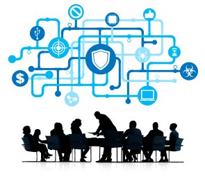 Silhouette of business Working and Antivirus Concept