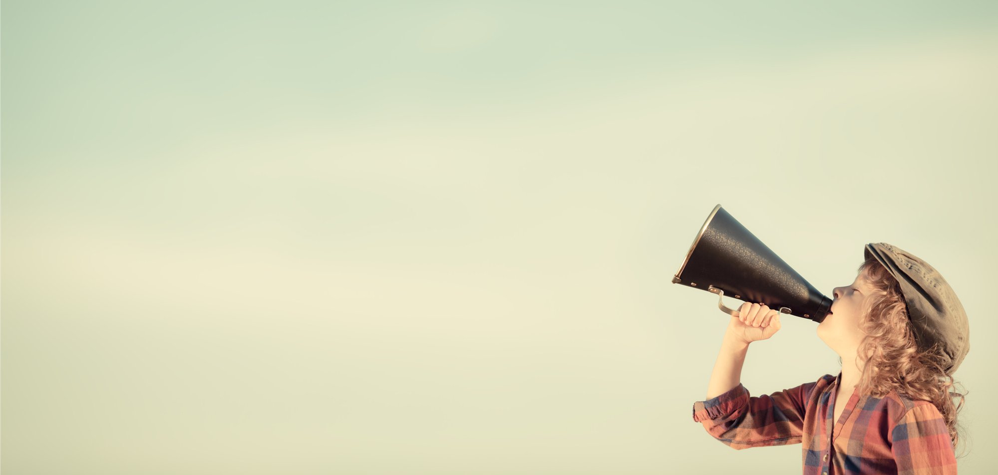 Kid shouting through megaphone