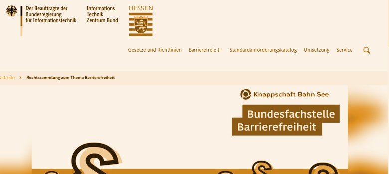 Screenshot von der Startseite des Portals Barrierefreiheit.