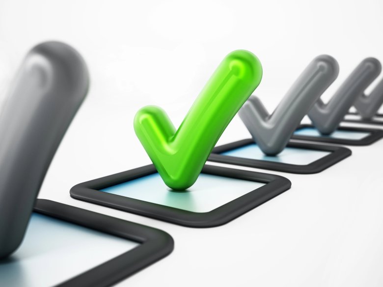 Green tick symbol among gray signs. 3D illustration Green tick symbol among gray signs. 3D illustration