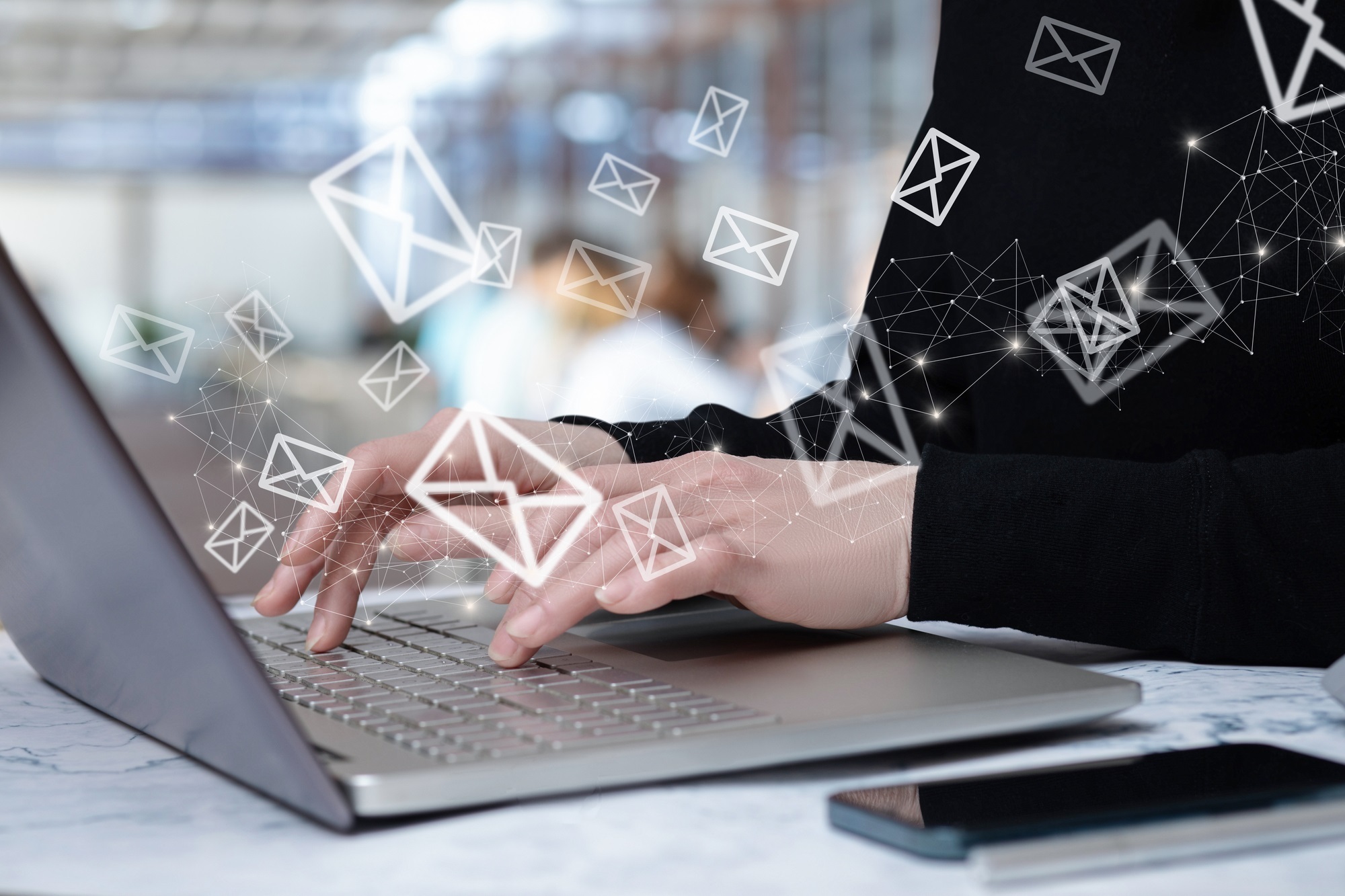 The concept of correspondence using a laptop .